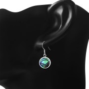 Abalone Round Silver Earrings - e401